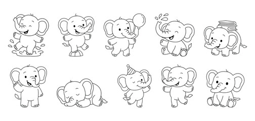 Cute Elephant Character Mascot Outline for Kids Worksheet