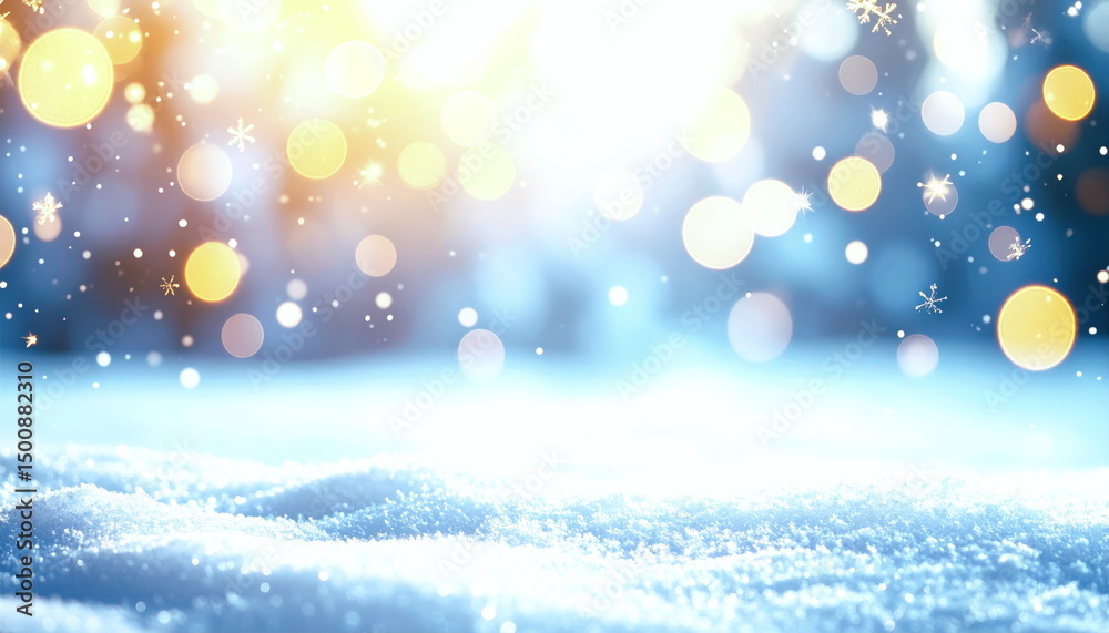 Aufkleber winter snow glistens with bokeh lights creating a festive atmosphere.