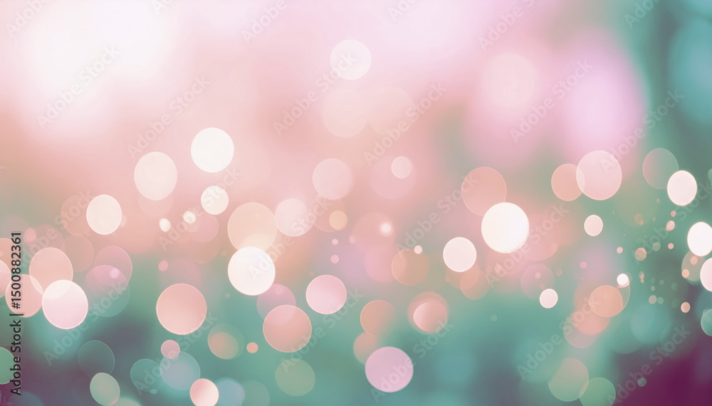 Aufkleber soft pink and green bokeh lights create a dreamy and whical background.