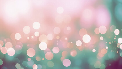 Soft pink and green bokeh lights create a dreamy and whical background.
