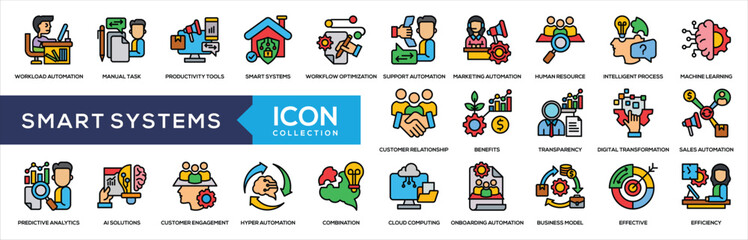 Smart Systems Lineal Color Icon Collection