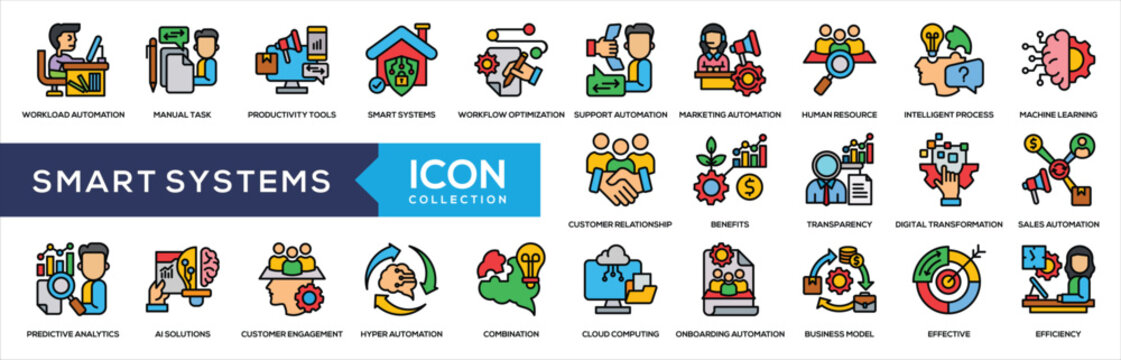 Smart Systems Lineal Color Icon Collection