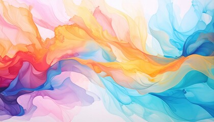 An elegant flowing watercolor painting with vibrant colors creates calm feelings