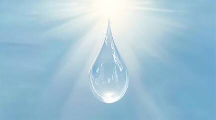 Fototapeta premium A single water droplet suspended in the air with sunlight shining through it