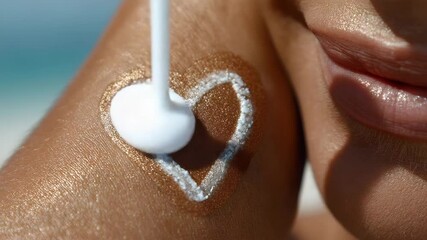 Sunscreen and UV concept ,Heart Shaped Moisturizer for Sun Kissed Skin Beauty Glow with Cream and Warmth