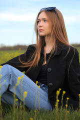 young woman in the field