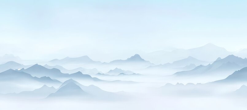 A panoramic view of mist-covered mountain ranges