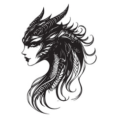 female faced dragon vector image