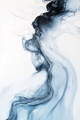 Fototapeta premium Abstract Blue and Black Ink Flow on White Background