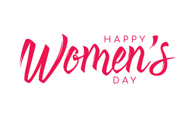 Happy women's day handwritten text holiday calligraphic text for use in greeting card banner poster postcard women's day hand lettering design	