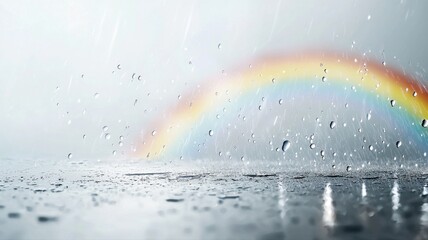 Rainbow and Rain Drops on Wet Ground rain rainbow drops wet ground water drops wet ground weather ai