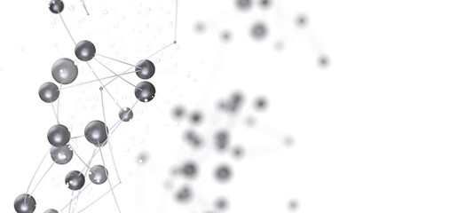 Modern, abstract background image featuring a network of connected silver spheres. Ideal for...