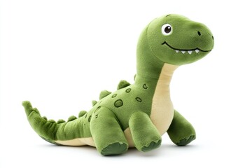 Fototapeta premium plush dinosaur toy green color isolated on white background