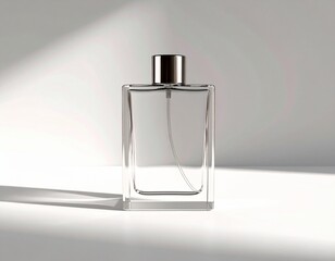 Perfume advertisement, luxury and minimalism: Minimalistic perfume bottle, shadow gradients and light play.