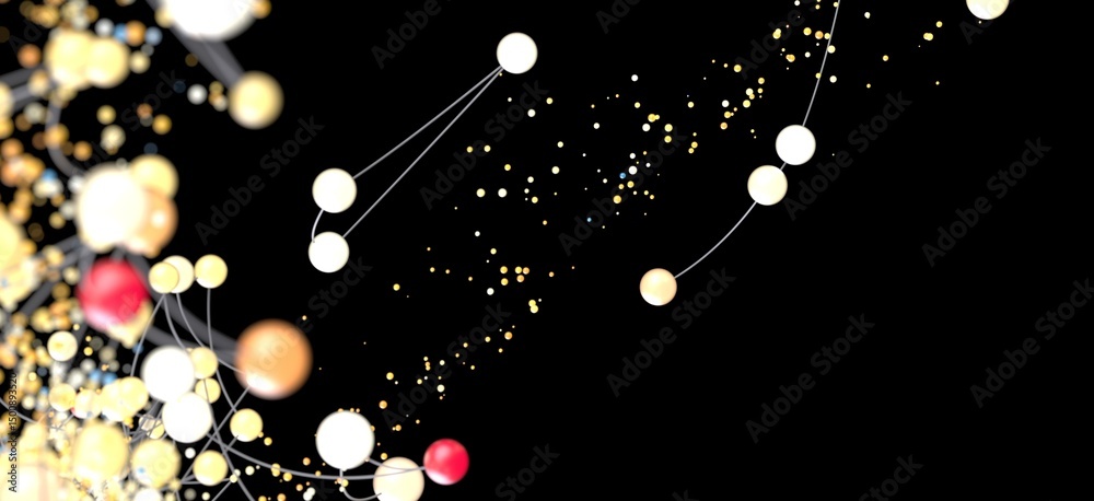 Poster download this stunning abstract image of interconnected spheres and glowing particles. perfect for t