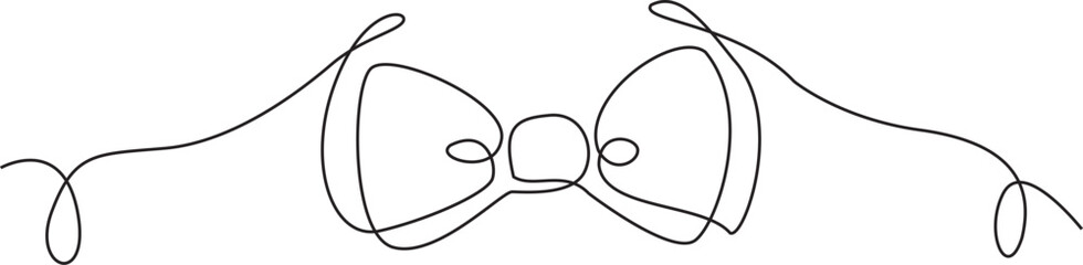 Neck with a bow tie single line art. Man in formal wear dress code abstract minimal one line drawing. Vector illustration.
