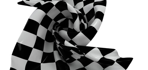Dramatic image of a swirling checkered flag, perfect for speed, racing, or competition themes.