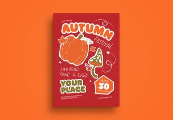 Red Scrapbooking Autumn Festival Flyer Layout