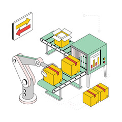 Obraz premium Warehouse Manufacturing Isometric Style Illustration. EPS 10 File