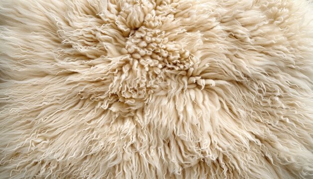 Textura de piel de oveja cremosa, detalle macro