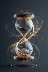 Hourglass with Digital Particle Effects