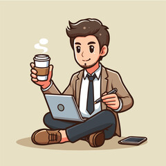 employees are sitting relaxing while drinking coffee