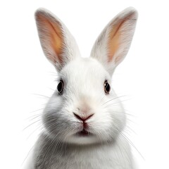 white rabbit on white background