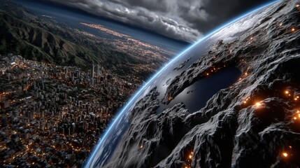 Global digital network over Earth concept