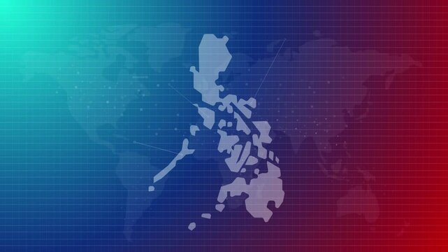 Philippines map futuristic Phillipines country shape connected global map with blue gradient background