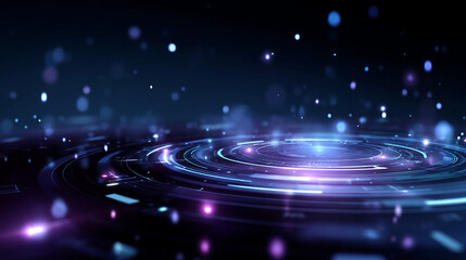 Obraz premium Sci-Fi Interface Holographic Background – Abstract Tech UI with Blue and Purple Glows