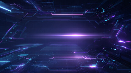 Obraz premium Sci-Fi Interface Holographic Background – Abstract Tech UI with Blue and Purple Glows