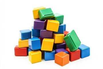 Obraz premium magnetic tile construction toy isolated on white background