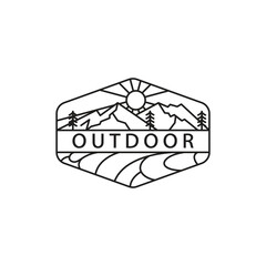 outline outdoor logo design emblem style, good for apparel