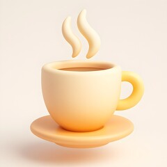 Delightful 3D Render of a Warm Coffee Cup perfect for breakfast menus websites or blogs
