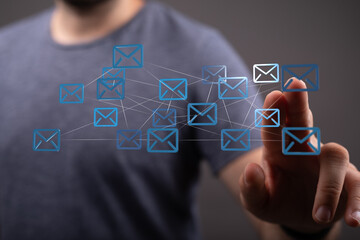 High-quality stock photo depicting a network of emails, illustrating global communication and...