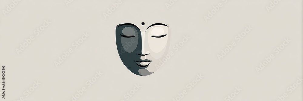 Fototapete calm buddha face design displaying serenity and tranquility with top light margin enhancing peaceful