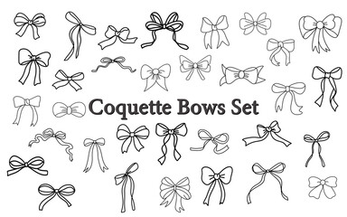 collection coquette wedding bows doodle clip art hand drawn design