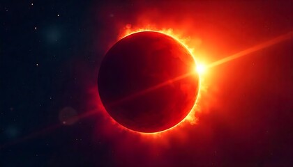 Obraz premium Vector of Annular Eclipse Corona Surrounding Crescent Planet, created with generative ai