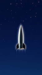 Rocket Launch into the Night Sky Space Exploration Illustration
