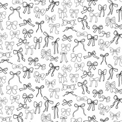 collection coquette wedding bows doodle seamless pattern