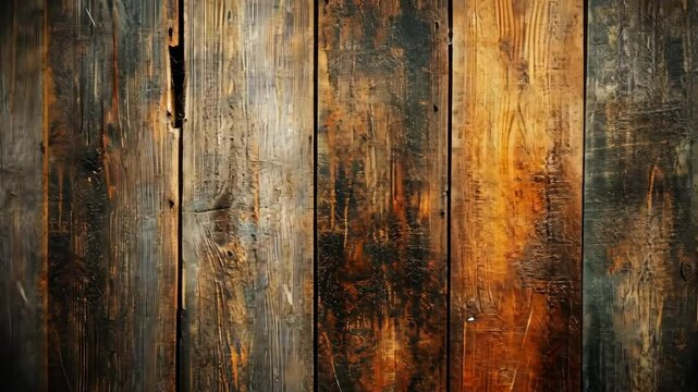 Weathered wooden planks, rich in texture and color variations, showing age and rustic charm