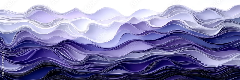 Canvas Prints abstract blue and purple wave pattern background, layered paper art with flowing lines