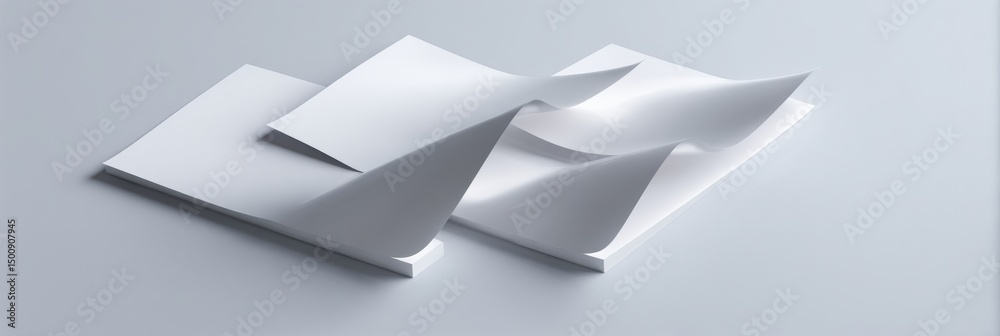 Leinwandbilder realistic 3d render of partially peeled sticker sheet with light top layout on a smooth surface