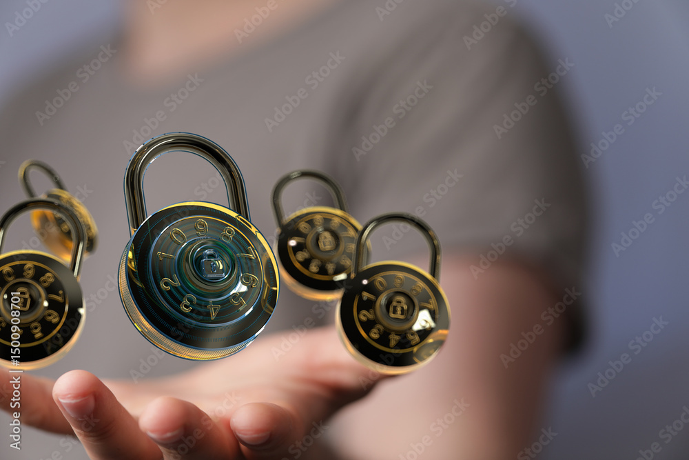 Aufkleber Safeguarding digital information with secure encryption and strong passwords.