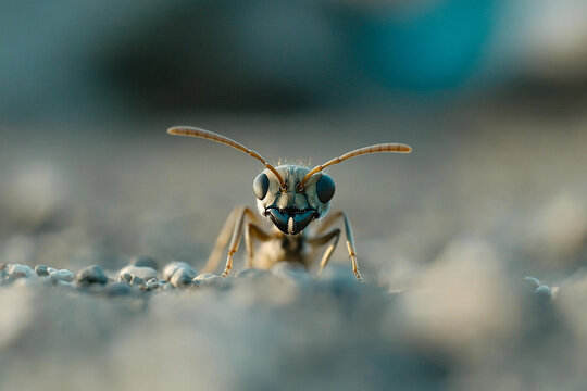 Close-up view of an ant showcasing its mandibles and eyes with great detail