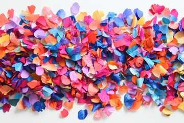 Surprise White Background. Colorful Confetti for Celebratory Party Decoration
