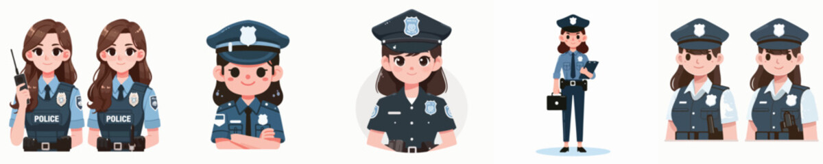Vector of a female police