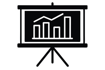 presentation board with graph chart vector icon