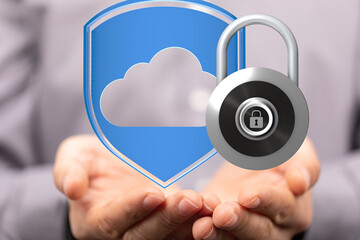Cloud security, data protection, cybersecurity, privacy, safe, secure, encrypted,  digital assets, risk management, information security. © vegefox.com