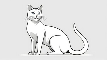 Outline Cat Stretching Silhouette